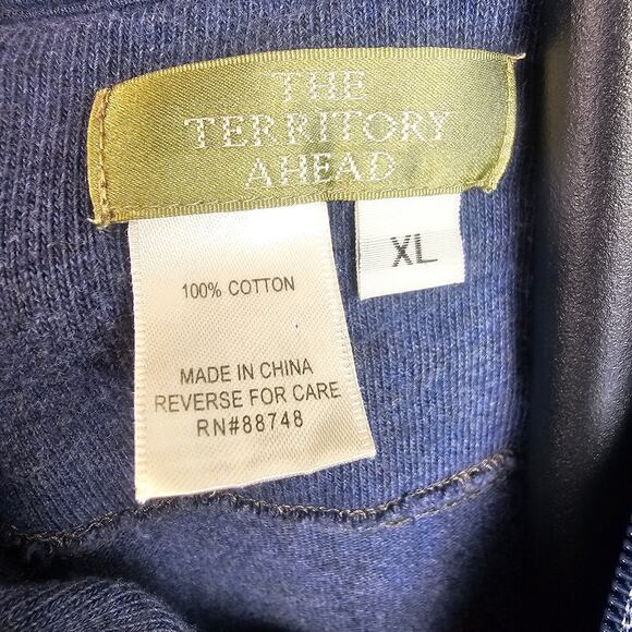 The Territory Ahead Men’s Cotton 1/4 Zip Pullover XL Blue Casual Outdoor Sweater - Picture 3 of 4